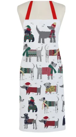 Ulster Weavers Grey Snow Dogs Holiday Cotton Apron- Aprons