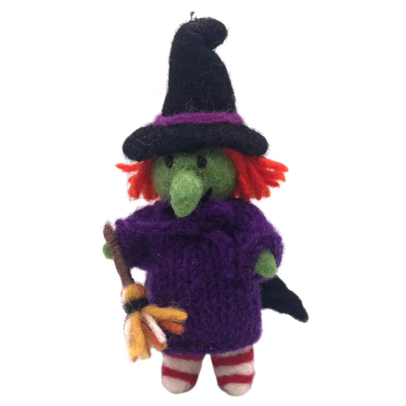 Amica Felt Halloween Witch with Broom Felt Decoration- Halloween|Seasonal Decor