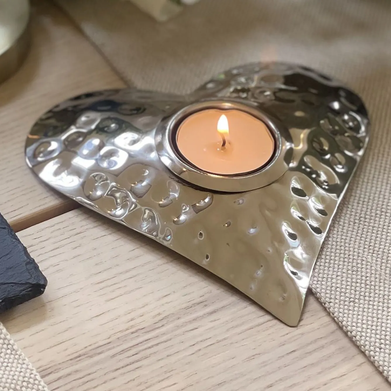 Selbrae Hand Hammered Heart Tea Light Holder- Home Fragrance