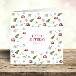 West Country Designs 'Happy Birthday Lovely Lady' Multi Ladybird Greetings Card- Greeting Cards