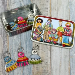 Emma Ball Hats Set of 6 Stitch Markers in a Pocket Tin- Crafts