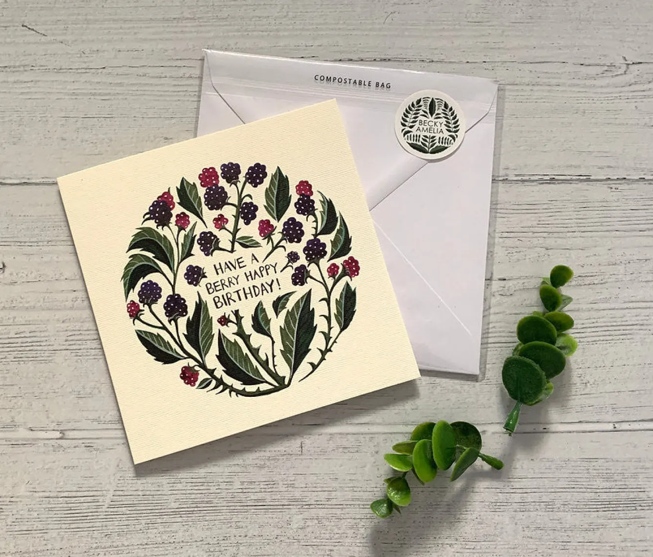 Becky Amelia Have a Berry Happy Birthday Greeting Card- Greeting Cards