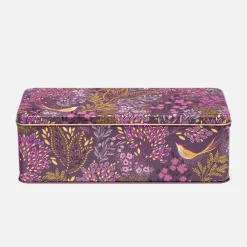Sara Miller London Haveli Garden Plum Songbird Long Deep Rectangular Tin- Novelty
