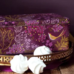 Sara Miller London Haveli Garden Plum Songbird Long Deep Rectangular Tin- Novelty