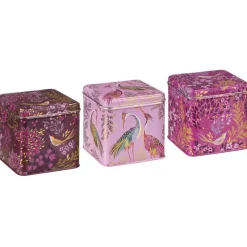 Sara Miller London Haveli Garden Set of 3 Square Caddies- Novelty|Flowers & Fruits