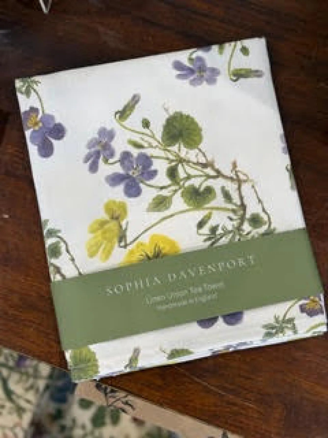 Sophia Davenport Heart's Ease and Heath Dog Violet Linen Union Tea Towel- Tea|Tea Towels