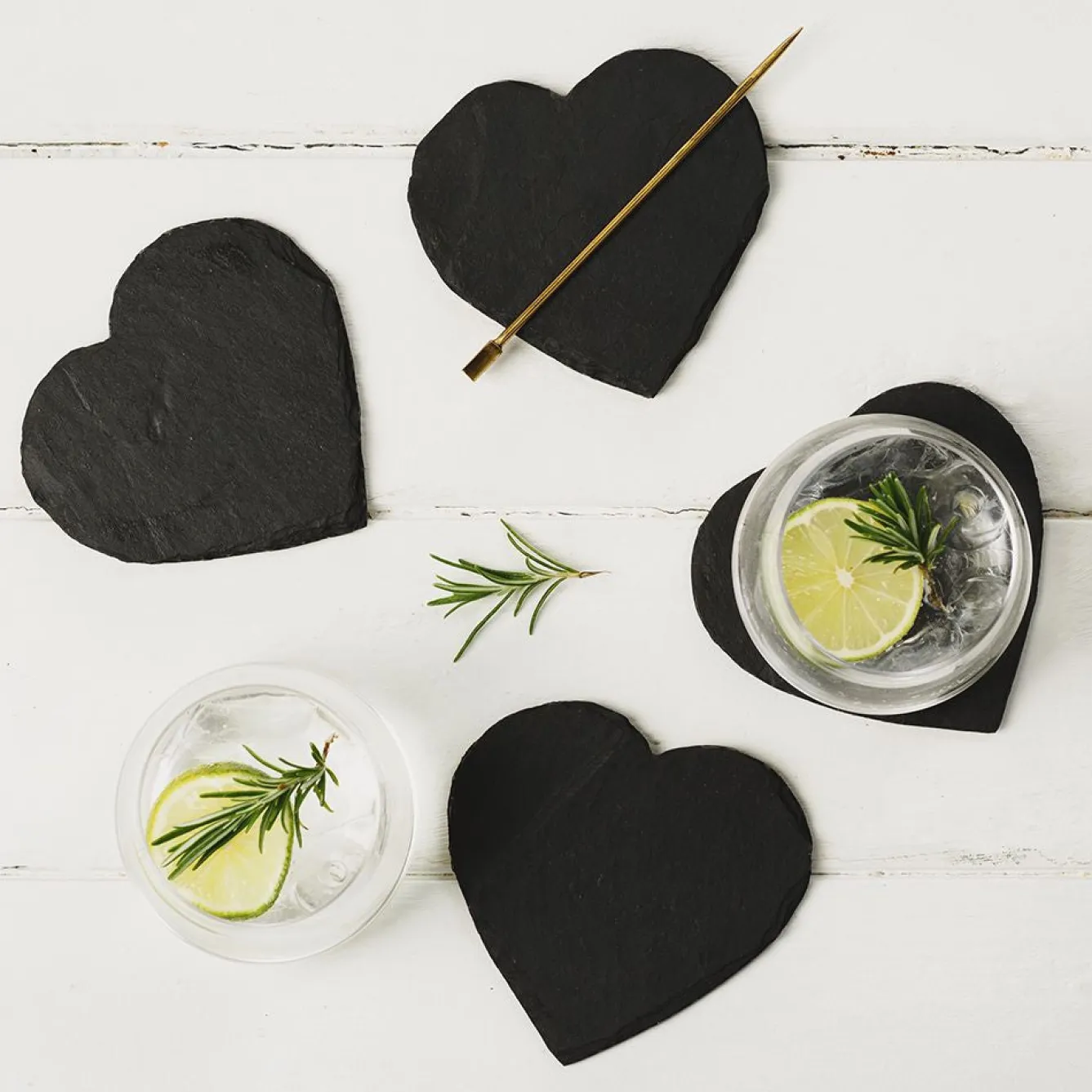 Selbrae Heart Slate Coasters- Set of 4- Valentine's Day|Tea