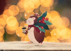 Dapple & Dot Hedgehog and Lantern Wooden Decoration- Christmas