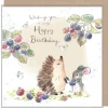Paper Shed Design Hedgehog and Mouse with Blackberries "Wishing You" Birthday Greetings Card- Greeting Cards