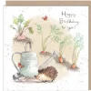Paper Shed Design Hedgehog and Mouse with Watering Can "Happy Birthday to You" Birthday Greetings Card- Greeting Cards