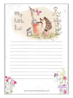 Paper Shed Design Hedgehog with a Plant Pot To Do List Pad- Stationery