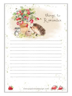 Paper Shed Design Hedgehog with a Strawberry Plant Pot To Do List Pad- Stationery