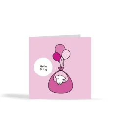The Herdy Company Herdy Hello Baby Card - Pink- Greeting Cards