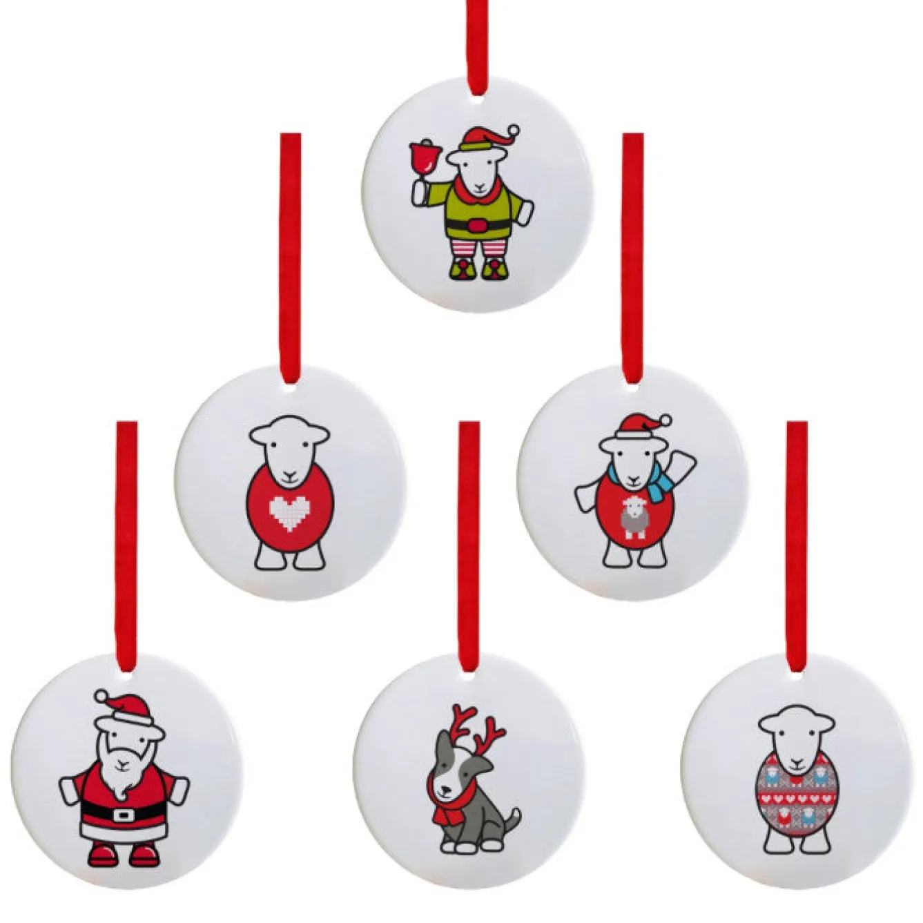The Herdy Company Herdy Limited Edition China Christmas Tree Decorations (Set of 6)- Christmas Decorations|Seasonal Decor