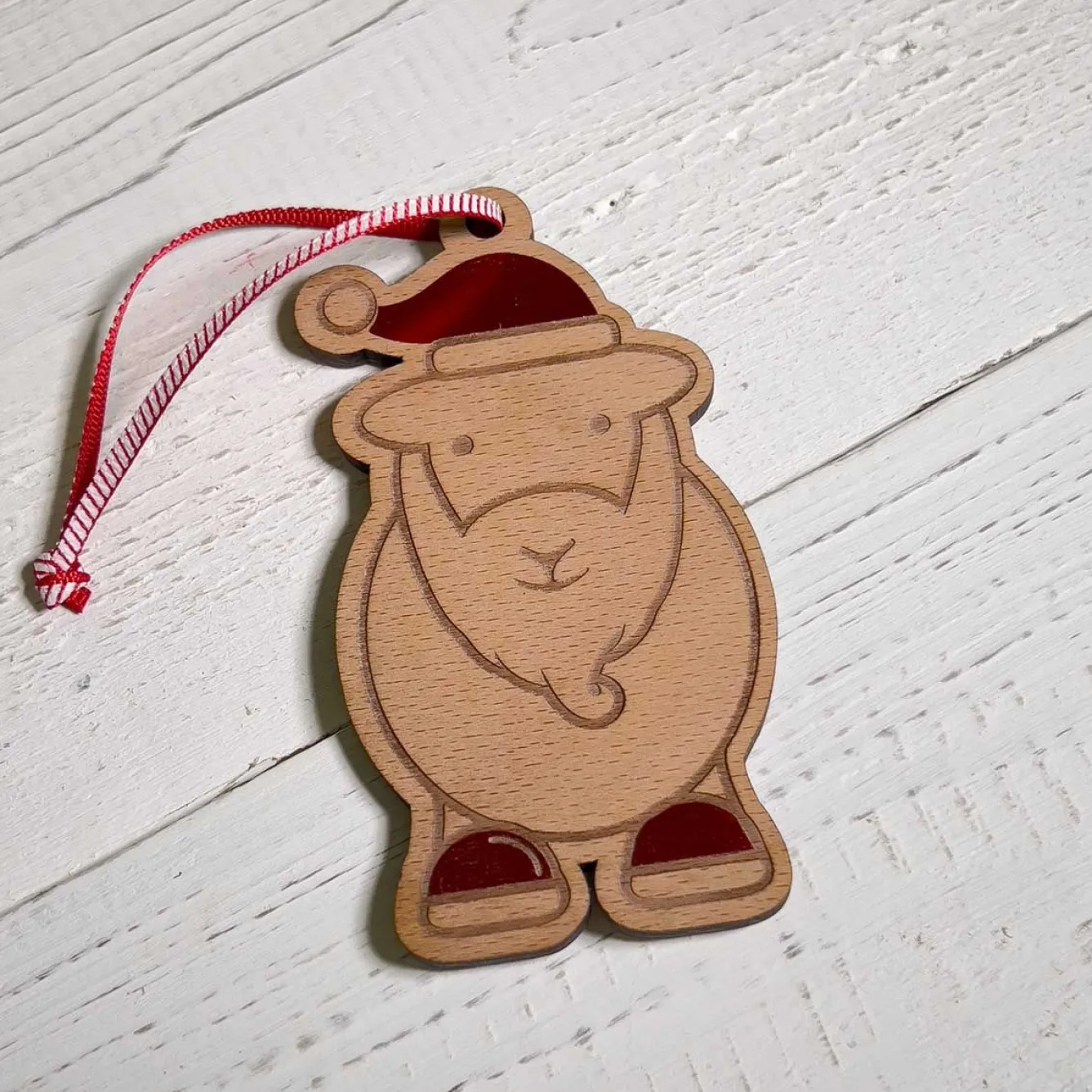 The Herdy Company Herdy Santa Wooden Christmas Decoration- Christmas Decorations|Seasonal Decor