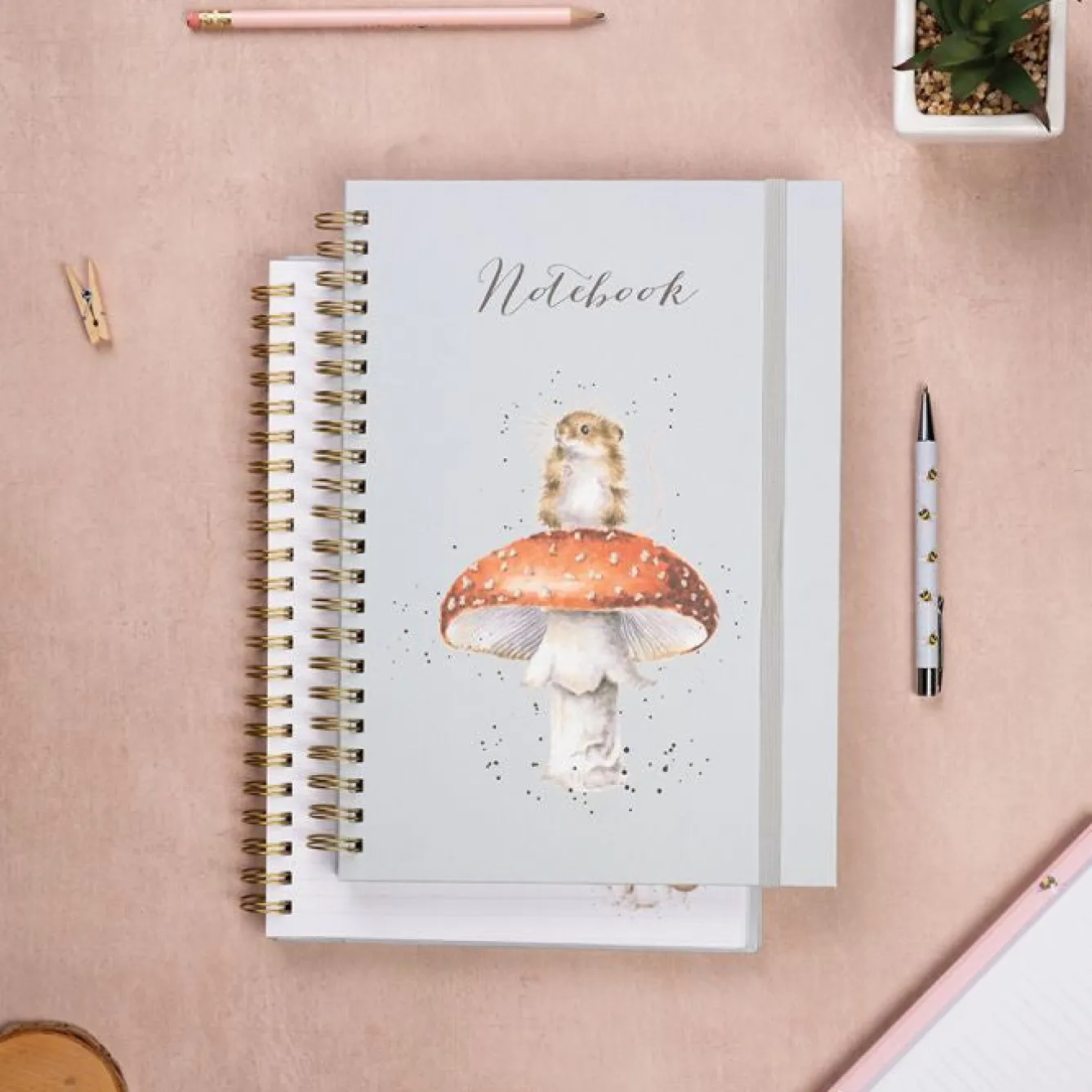 Wrendale Designs 'He's a Fun-Gi' Mouse Large Spiral Bound Journal- Stationery