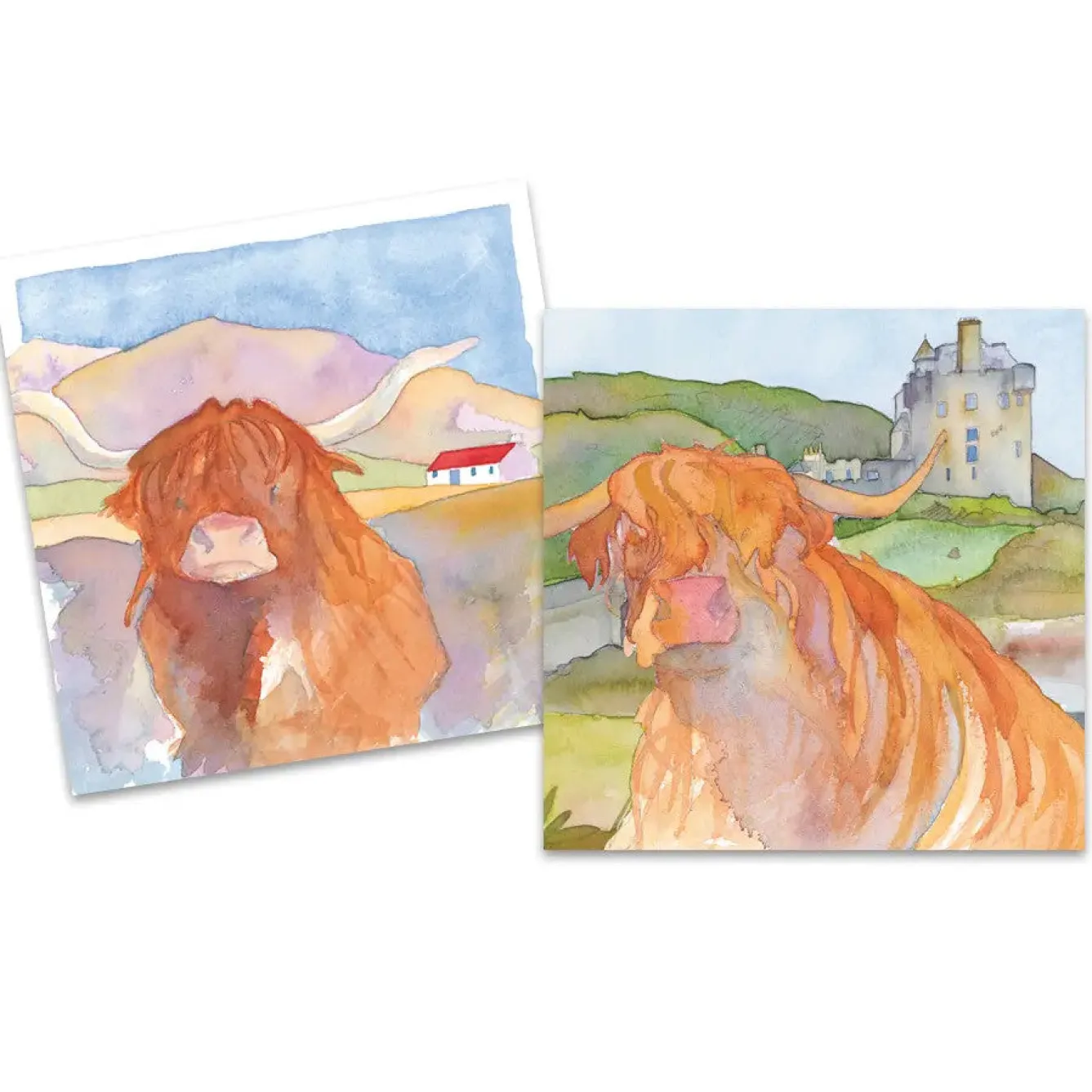 Emma Ball Highland Coos pack of 10 Mini Notecards- Stationery|Greeting Cards