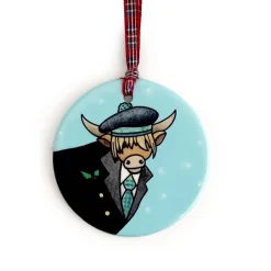 Yeti Highland Cow Ceramic Tree Decorations- Christmas Decorations|Christmas