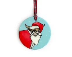 Yeti Highland Cow Ceramic Tree Decorations- Christmas Decorations|Christmas