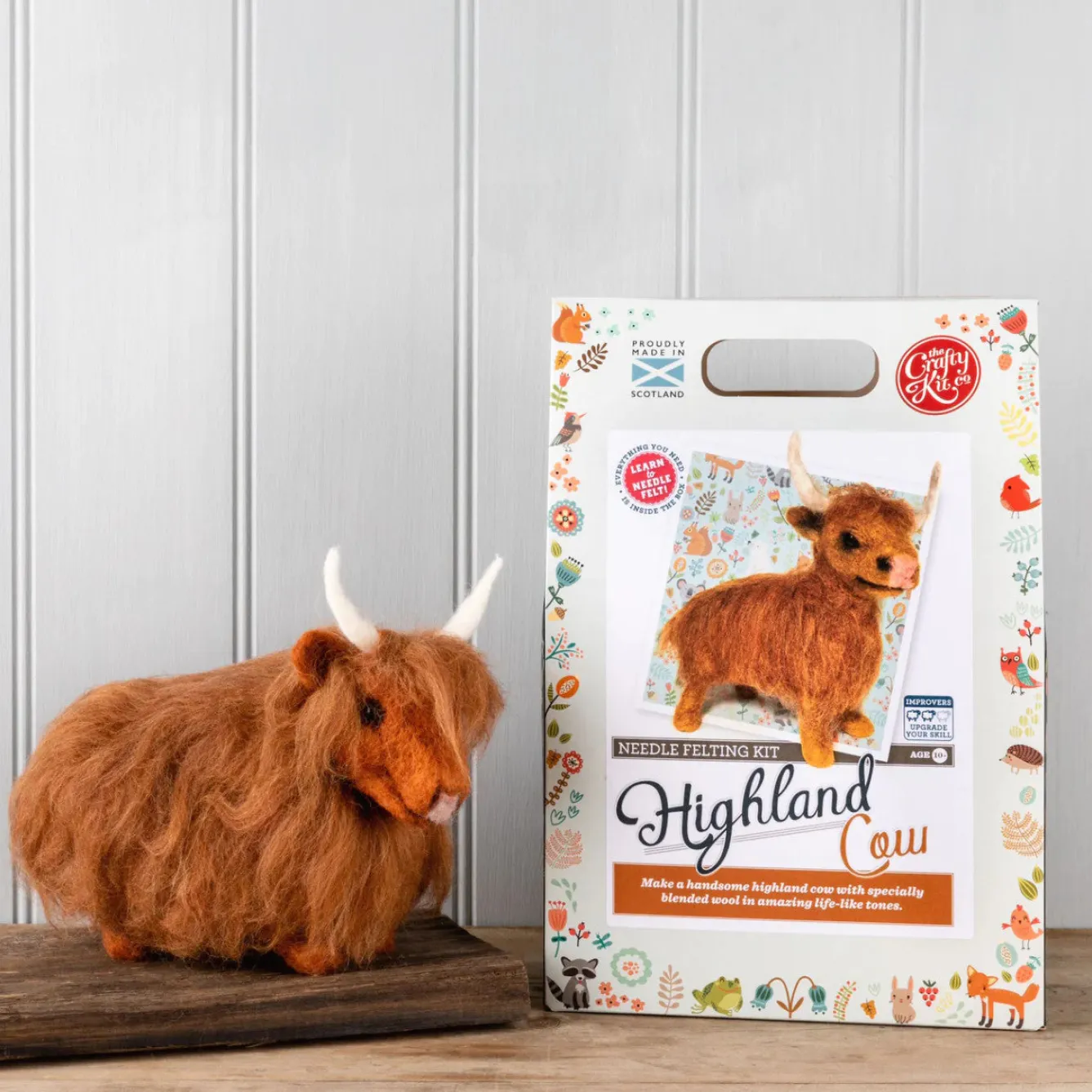 The Crafty Kit Co. Highland Cow Needle Felting Craft Kit- Crafts|Children