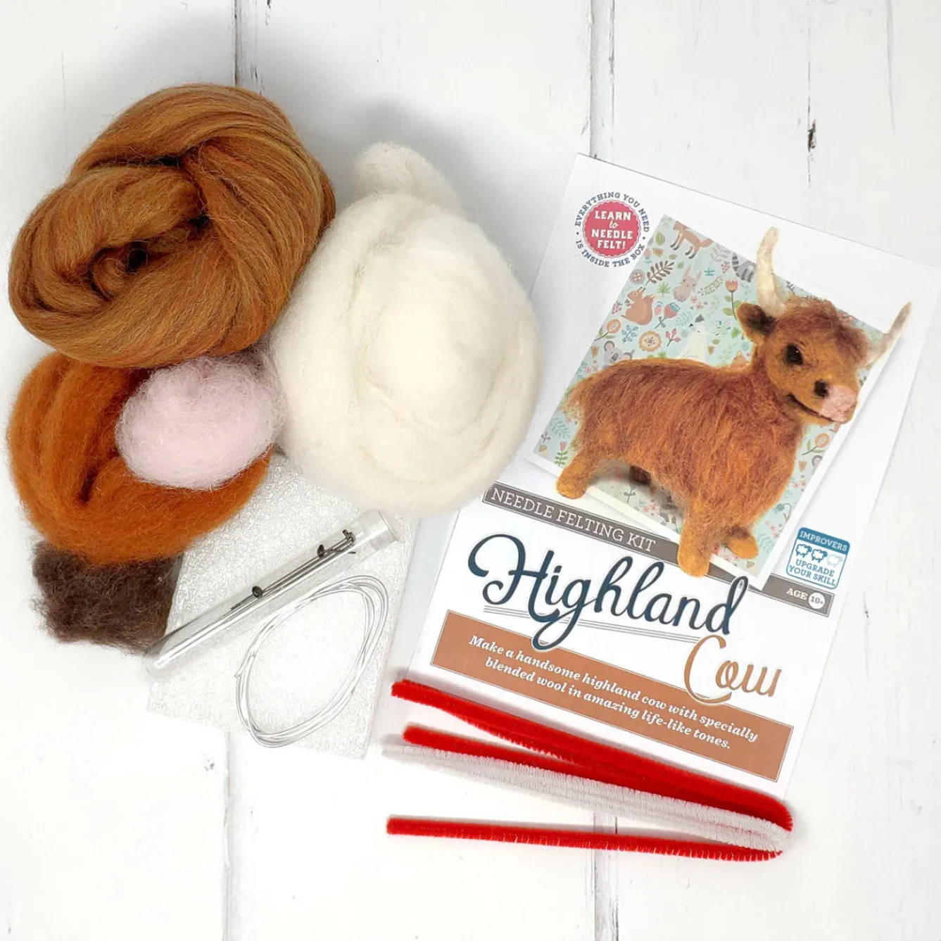The Crafty Kit Co. Highland Cow Needle Felting Craft Kit- Crafts|Children