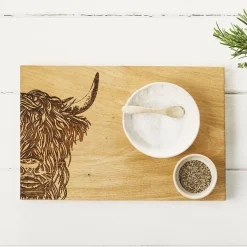 Selbrae Highland Cow Oak Serving Board - 12in- Father's Day
