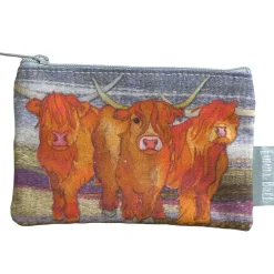 Emma Ball Highland Cow Small Zipped Purse- Storage