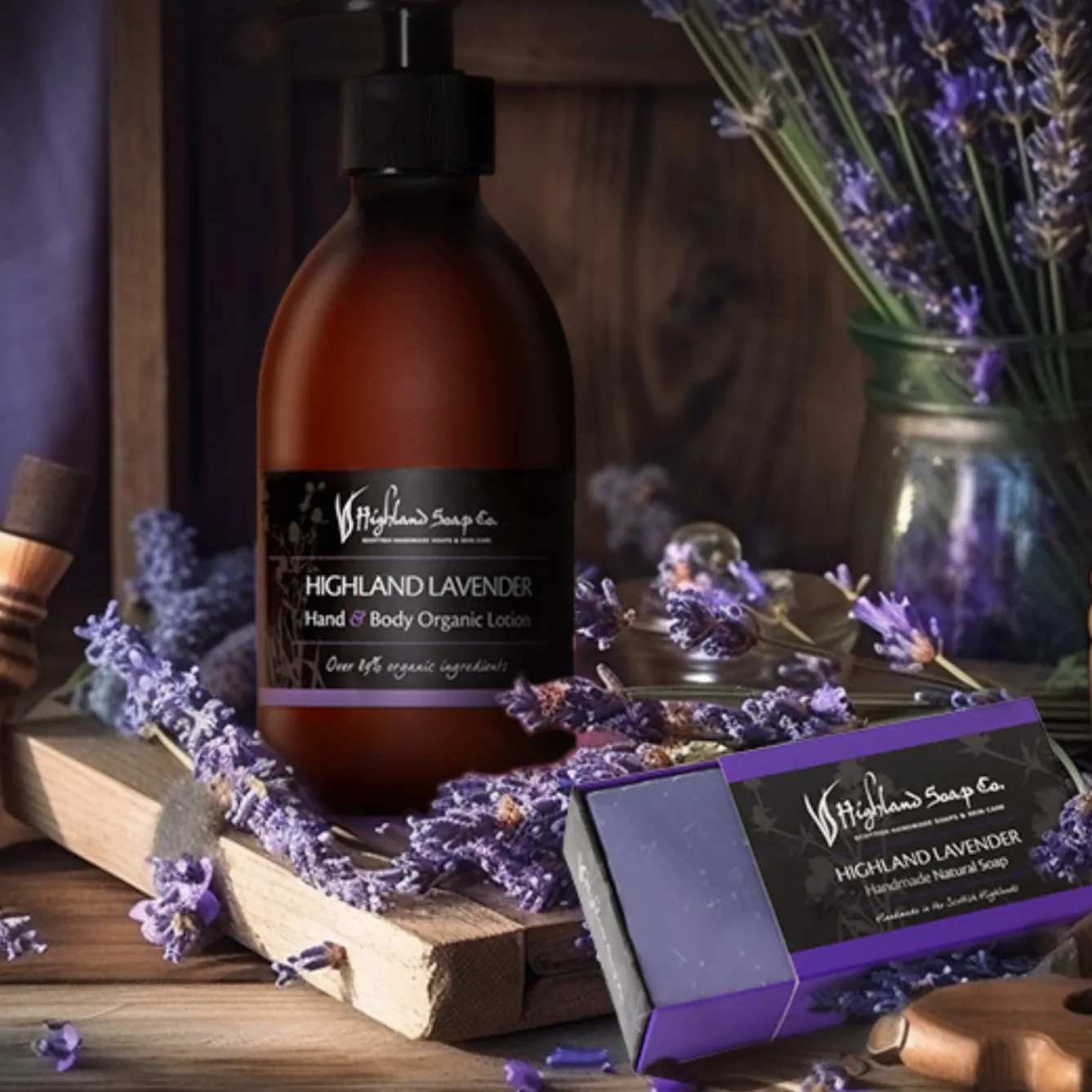 The Highland Soap Company Highland Lavender Hand & Body Organic Lotion 300ml- Soaps & Lotions