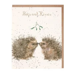 Wrendale Designs 'Hogs and Kisses' Hedgehogs Christmas Greeting Card- Christmas Cards|Seasonal Decor