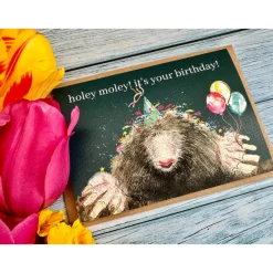 Jen Winnett Holey Moley Mole Birthday Eco-card- Greeting Cards