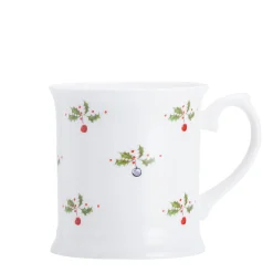 Jane Abbott Designs Holly and Berry Bone China Mug- Christmas|Tea