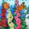 Madame Treacle Hollyhocks Glitter Thank You Card- Greeting Cards