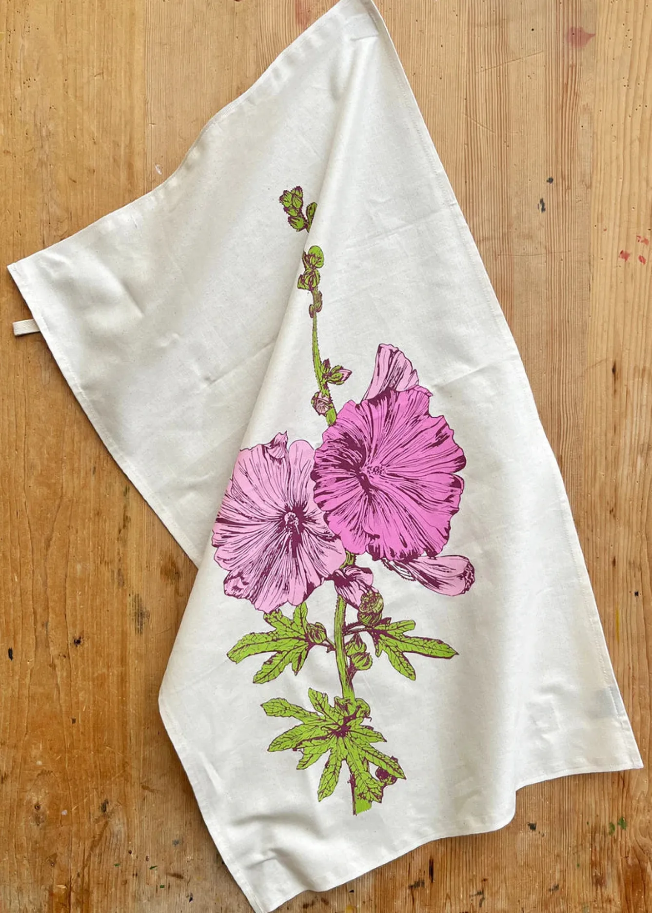 Lottie Day Hollyhocks Tea Towel- Tea|Tea Towels