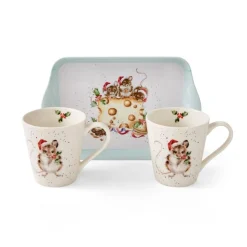 Wrendale Designs 'Holly Jolly Christmas' Mouse Mug & Tray Set- Christmas|Animals