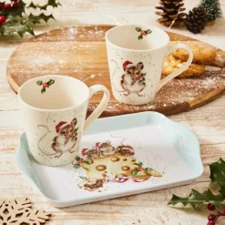 Wrendale Designs 'Holly Jolly Christmas' Mouse Mug & Tray Set- Christmas|Animals