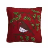 Jan Constantine Holly Robin Pillow - Red- Seasonal Decor|Pillows & Throws