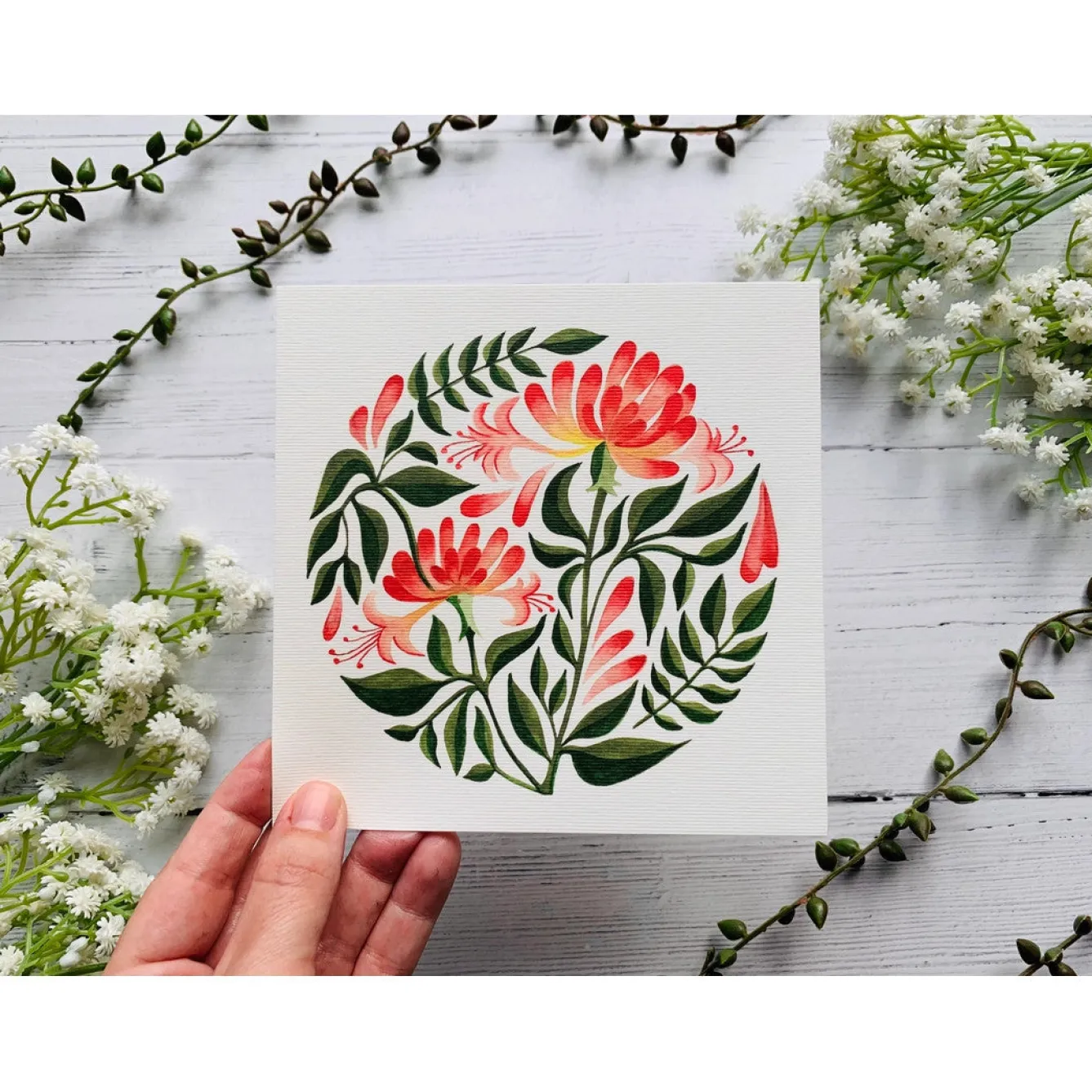 Becky Amelia Honeysuckle Greeting Card- Greeting Cards
