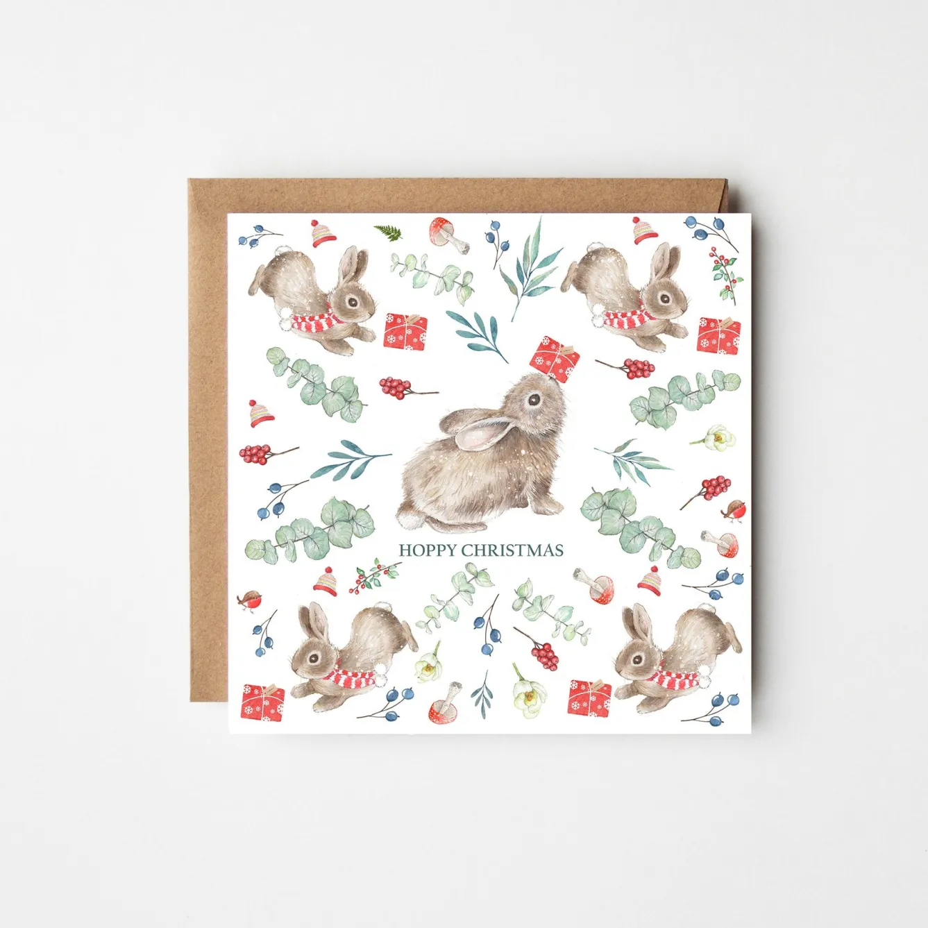 West Country Designs Hoppy Rabbit Christmas Card- Christmas Cards|Greeting Cards