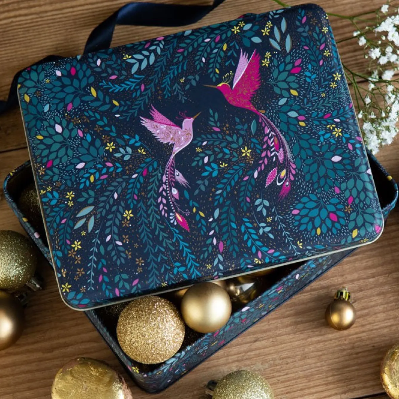 Sara Miller London Hummingbird Paradise Deep Rectangular Tin- Novelty