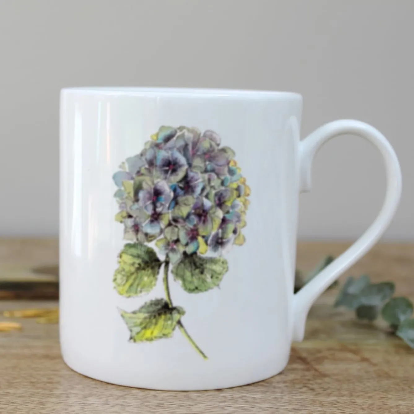 Toasted Crumpet Hydrangea Bone China Mug- Flowers & Garden