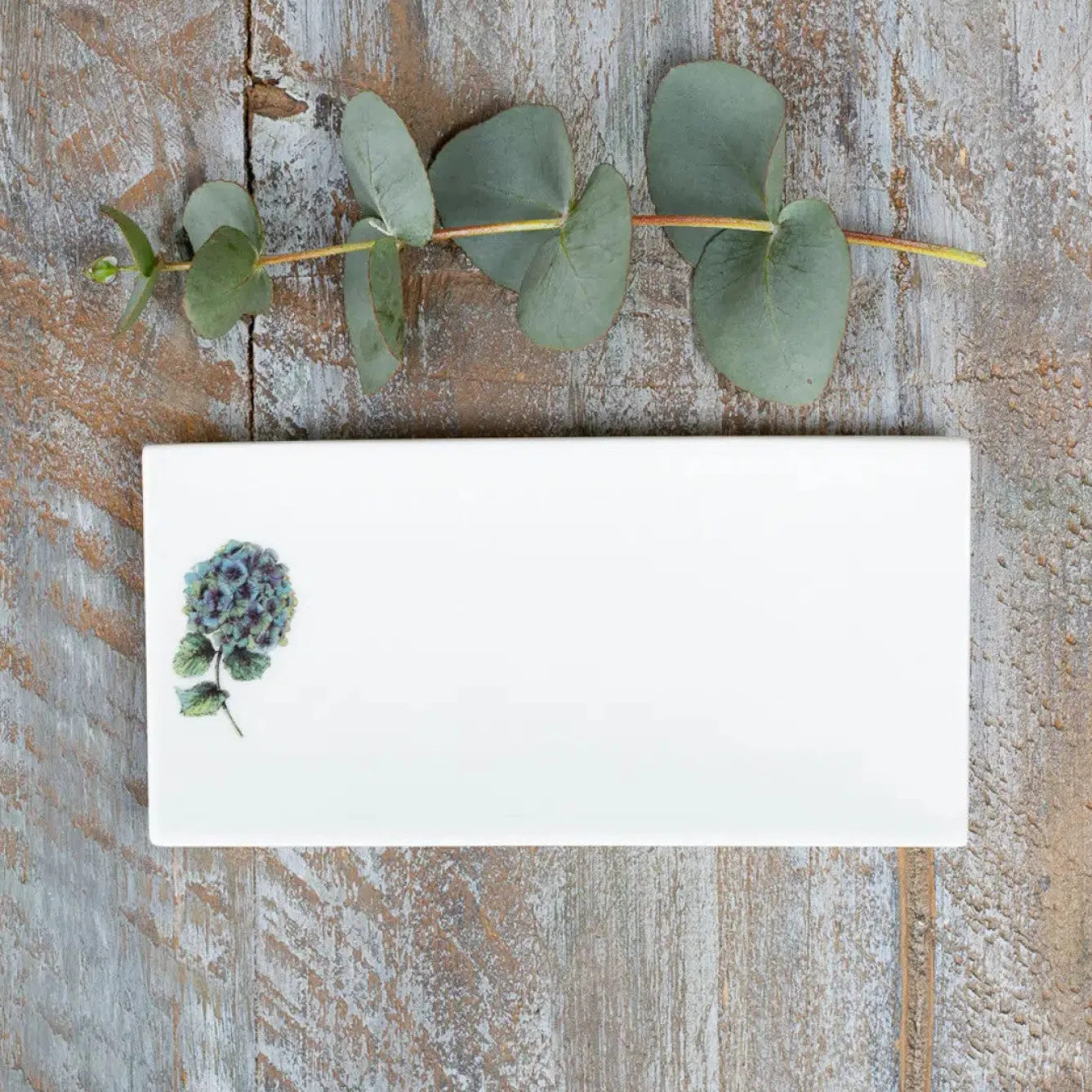 Toasted Crumpet Hydrangea Bone China Rectangular Soap Dish- Soaps & Lotions|Serving Plates & Boards