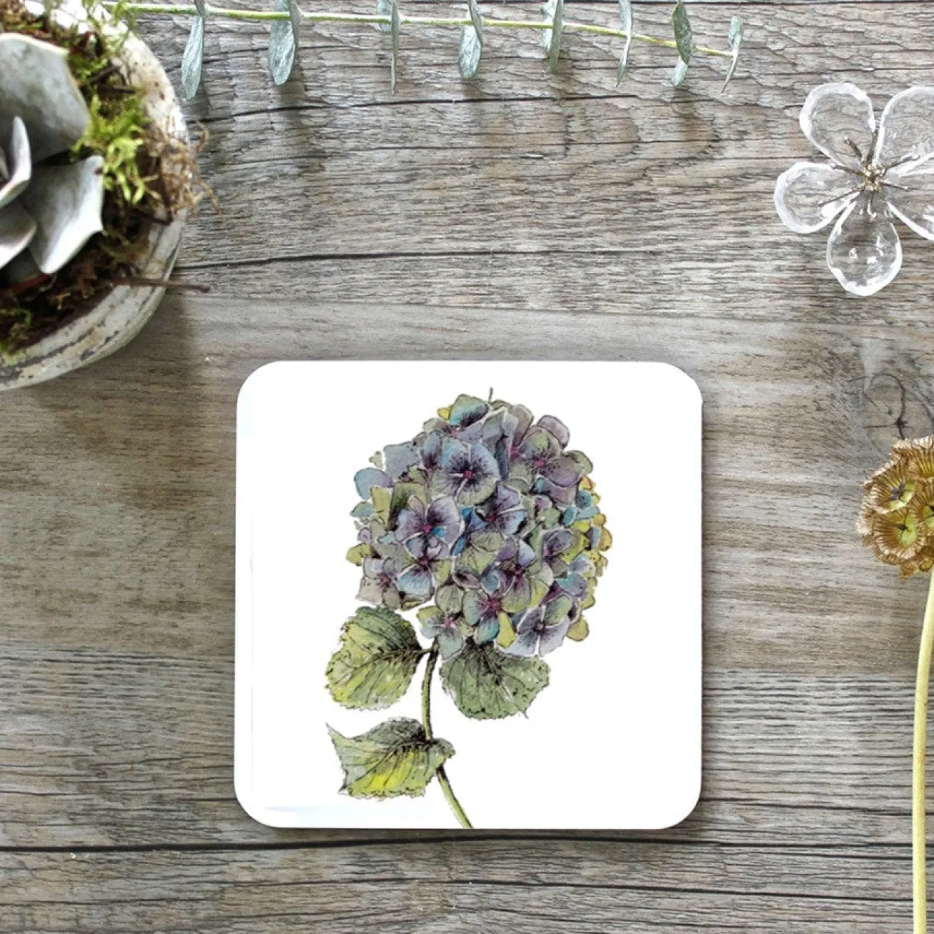 Toasted Crumpet Hydrangea Set of 4 Coasters- Coasters