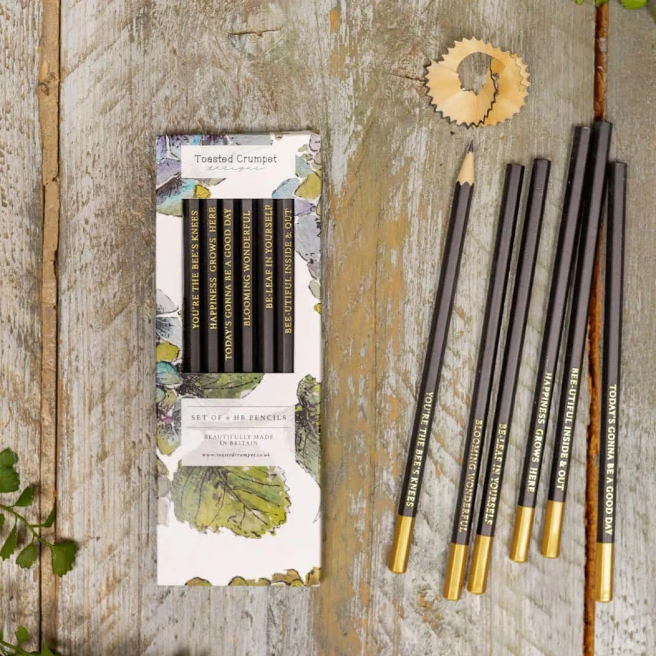 Toasted Crumpet Hydrangea Set of 6 Pencils- Stationery
