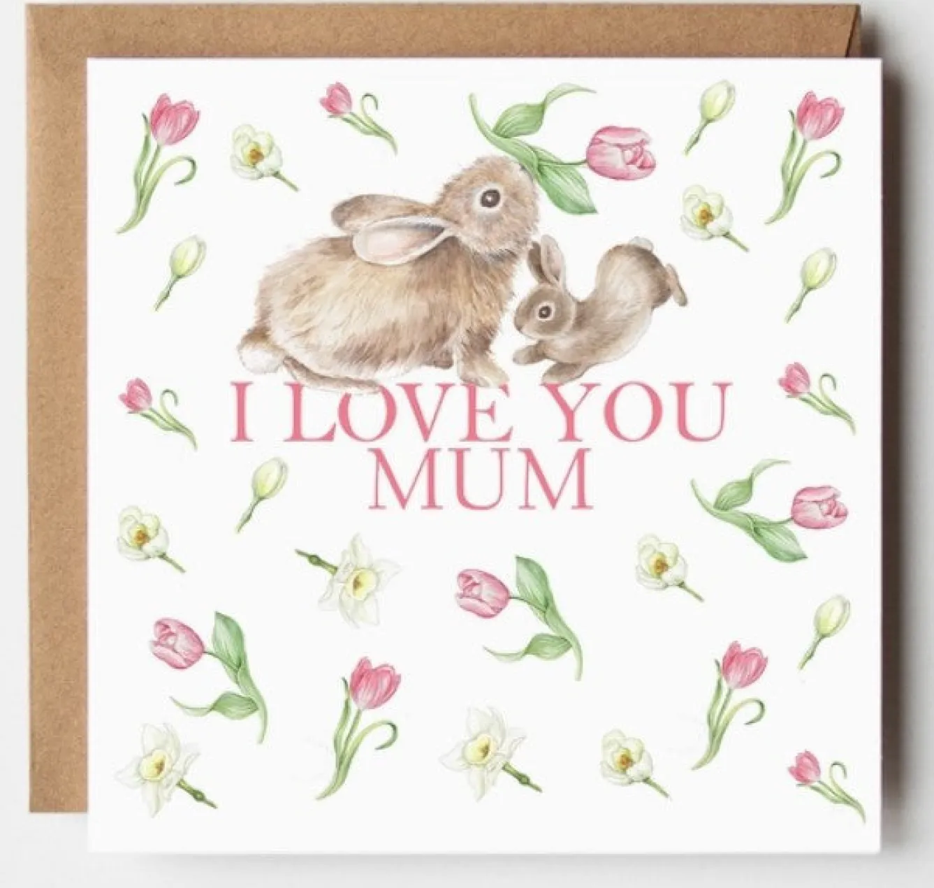 West Country Designs 'I Love You Mum' Rabbit and Tulips Mother's Day Card- Mother's Day|Mother's Day