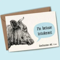 Bewilderbeest I'm Lactose Intolerant Greetings Card- Greeting Cards