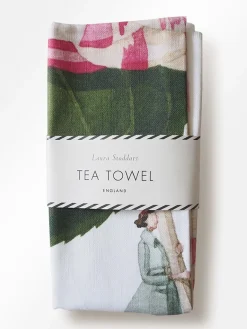 Laura Stoddart In Bloom Camellia Linen Tea Towel- Tea|Tea Towels