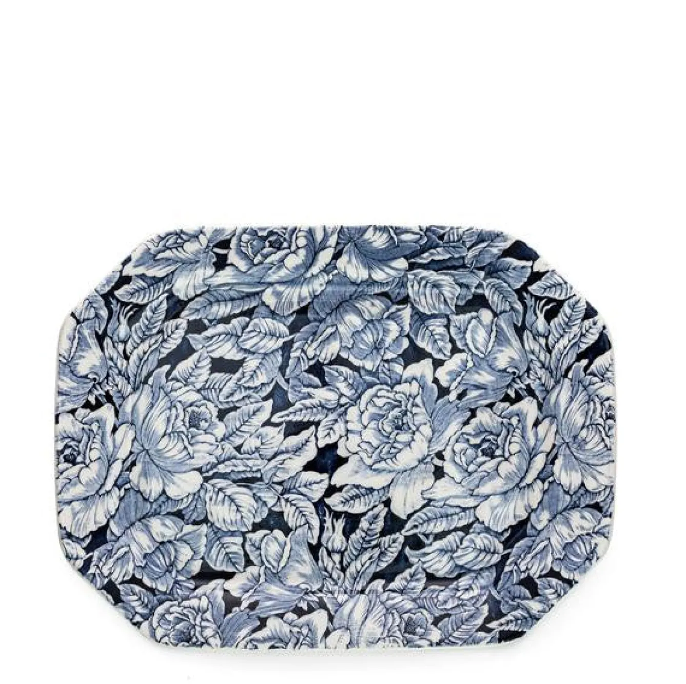 Burleigh Ink Blue Hibiscus Rectangular Platter- Serving Plates & Boards|Plates