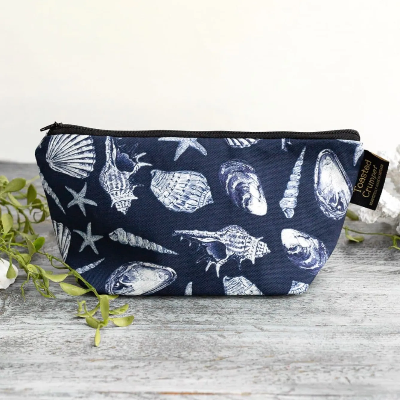 Toasted Crumpet Inky Shells (Noir) Small Makeup Bag- Bags