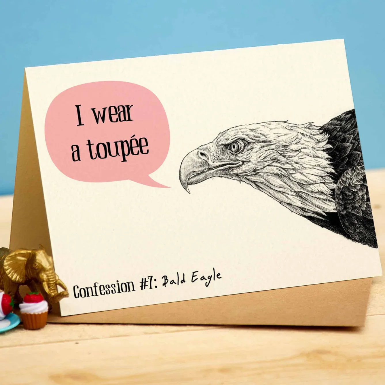 Bewilderbeest I Wear A Toupee Greetings Card- Greeting Cards