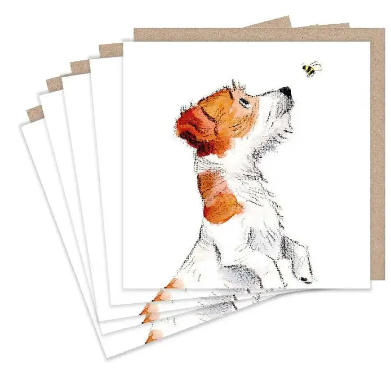 Paper Shed Design Jack Russell and Bee Set of 5 Notecards- Greeting Cards